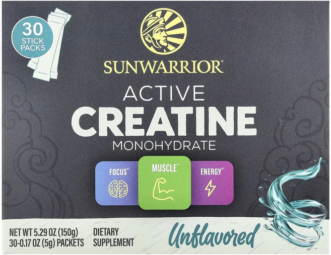 프리미엄상품 Sunwarrior 액티브 크레아틴 일수화물 무맛 30팩 개당 5g(0.17oz) 끝내주게잘나가는상품, Sunwarrior액티브크레아틴일수화물무맛30팩개당5g - 쿠팡