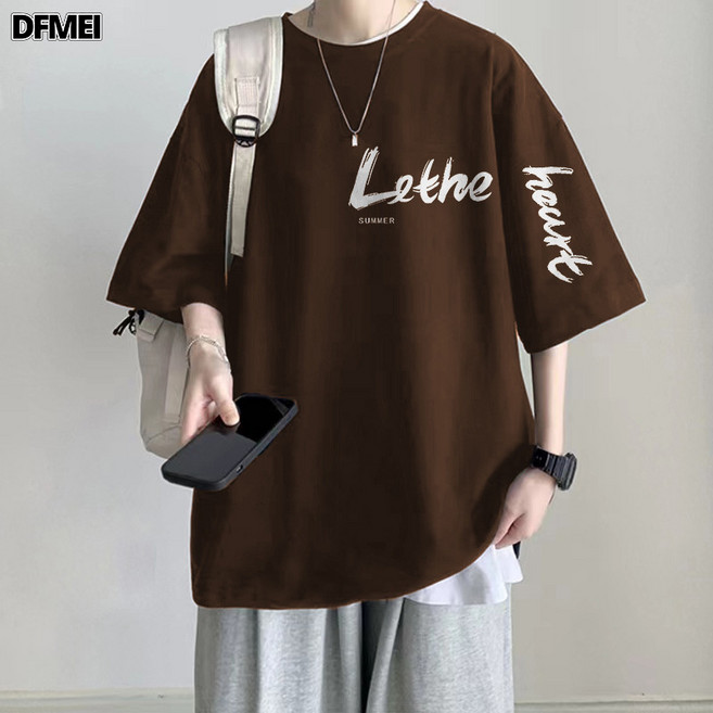 DFMEI 100%純棉重磅大碼寬鬆2-300斤短袖t恤男夏季半袖百搭顯瘦衣服
