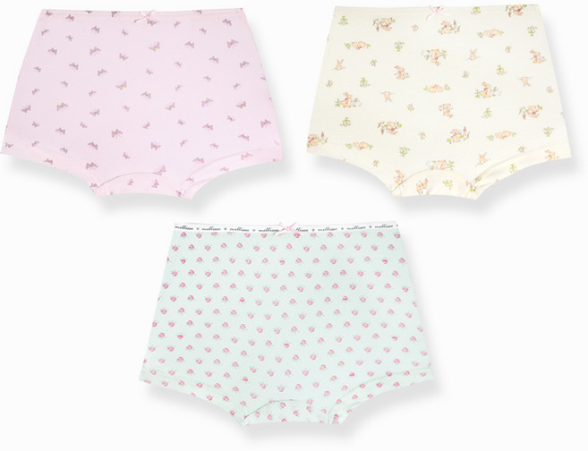 멜리스 CM러블리 여아용 사각 드로즈 3종세트 코튼모달스판 유아동 주니어 속옷