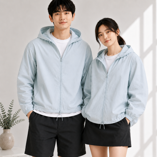 로하담 남여공용 초경량 후드 바람막이