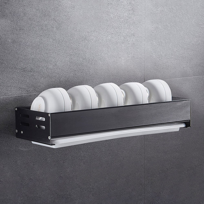 모나코올리브 무타공 메탈라인 올블랙 빌트 식기건조대, 블랙, 1개