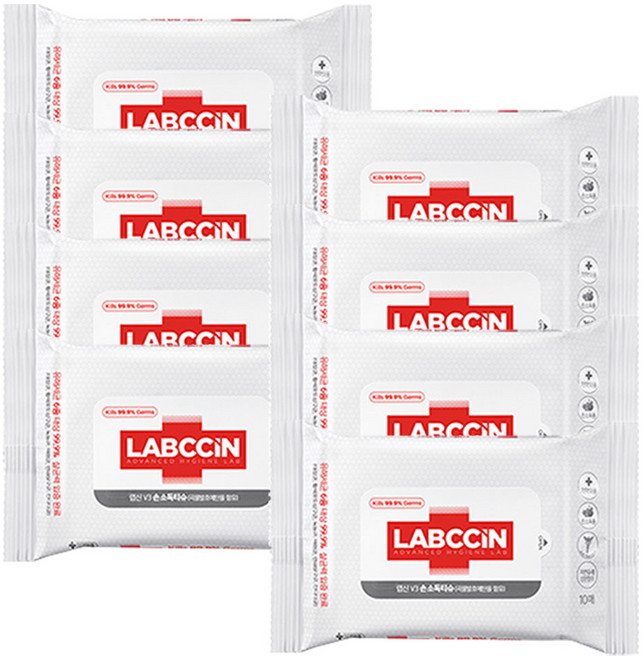 랩신 V3 손소독티슈 20매, 20매입, 8개