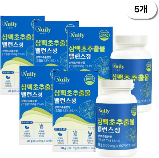 삼백초 곰피 맥문동 추출 헬씨밸런스 보조정 내추럴 데일리 건강습관 밸런스 케어 영양제선물, 5개, 60정