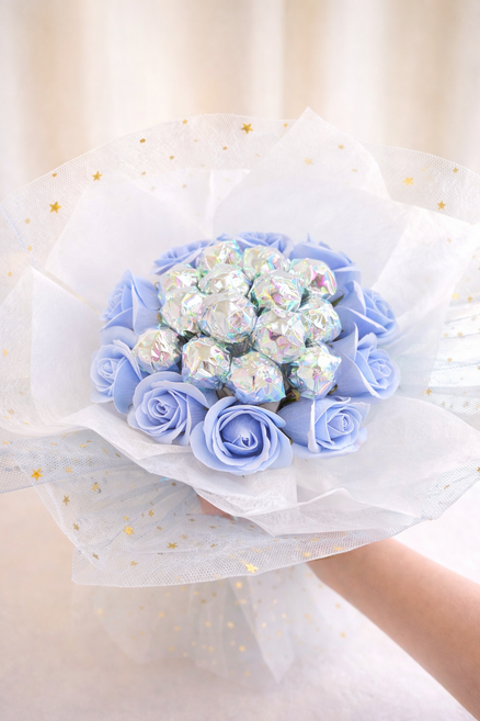 츄팝츄스 블링블링 보석 사탕꽃다발 사탕부케 + 쇼핑백, 하늘색(Sky)
