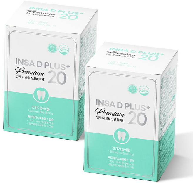 뉴트리쎈 인사디플러스 프리미엄 4개월분 치아뼈 칼슘 영양제 프로폴리스, 2박스, 60정