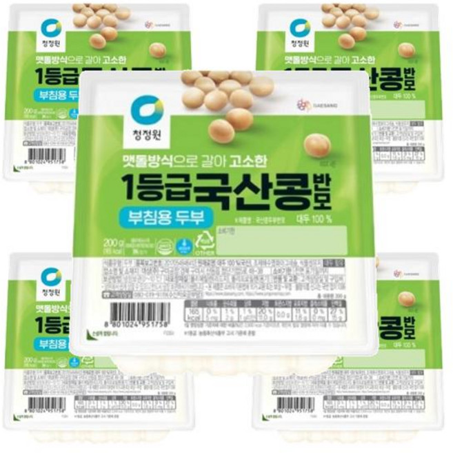 정원 청정원 국산콩두부 반모(부침용) 200g 5개