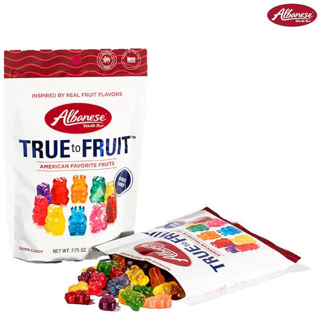알바니즈 트루 투 프루츠 아메리칸 페이버릿 과일 맛 베어 곰모양 구미 젤리 25oz 1팩, 1개