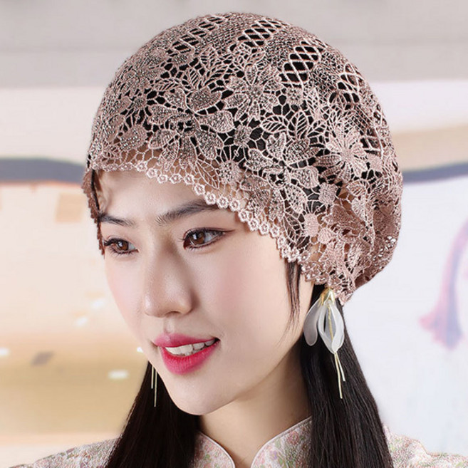 데이즈원 여성 비니 중년 여자 레이스 두건 모자