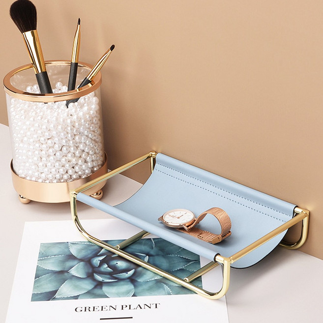 럭셔리 가죽 키보관 트레이 현관 차키보관함, 스카이블루, 1개