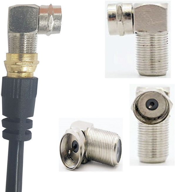 [컴뱅크 안테나선 분배기 부품 모음 ] TV 유선방송 디지털 아날로그 공중파 케이블 방송 RF 동축 케이블 연결 연장 젠더 분배기 공유기 모음 각 각 주문하세요, 꺽임RF젠더, 꺽임타입, 1개