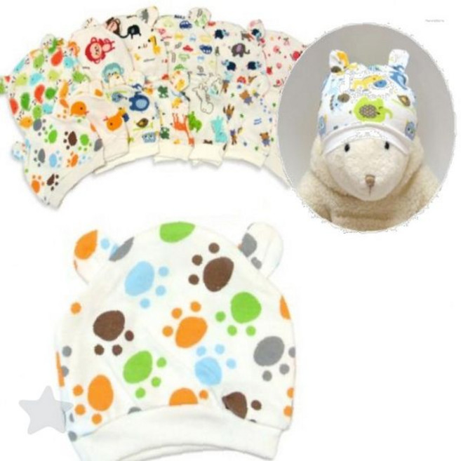 순면 부드러운 머리보호 패턴 아기 프린트 봄가을 두건 비니 외출용 신생아 동물