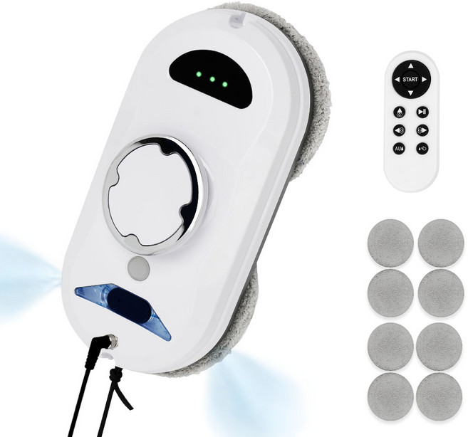 Novatech S1 창문 로봇청소기 5800Pa AI 초강력 흡입력의 유리창 로봇청소기 다양한 형태의 창문과 벽면 청소에 적합한 스마트 유리창 청소 도구, Noa-S1, White