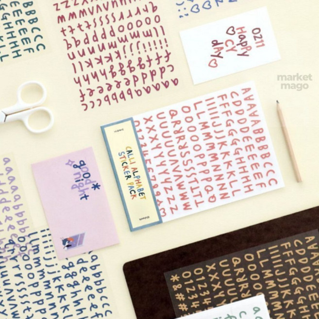 마켓마고 알파벳숫자스티커팩 다이어리스티커