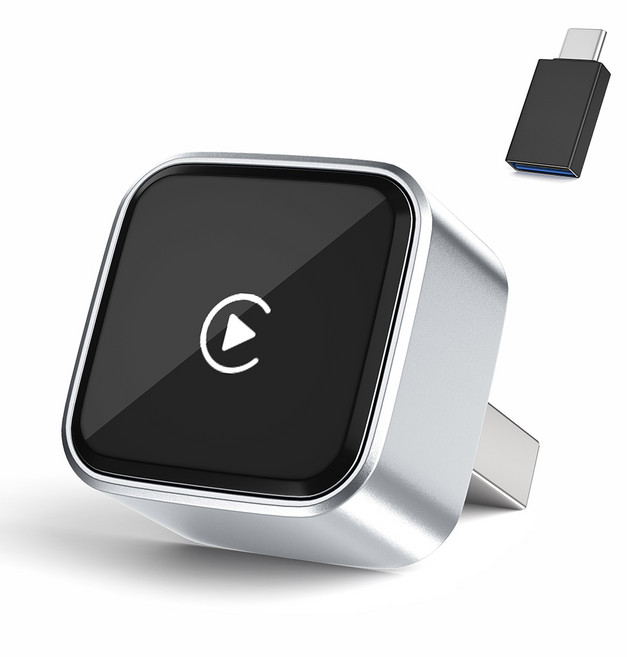 자동차 무선 스마트 카플레이 어댑터 안드로이드 오토 플러그 앤 플레이 2 in 1, 실버, CA