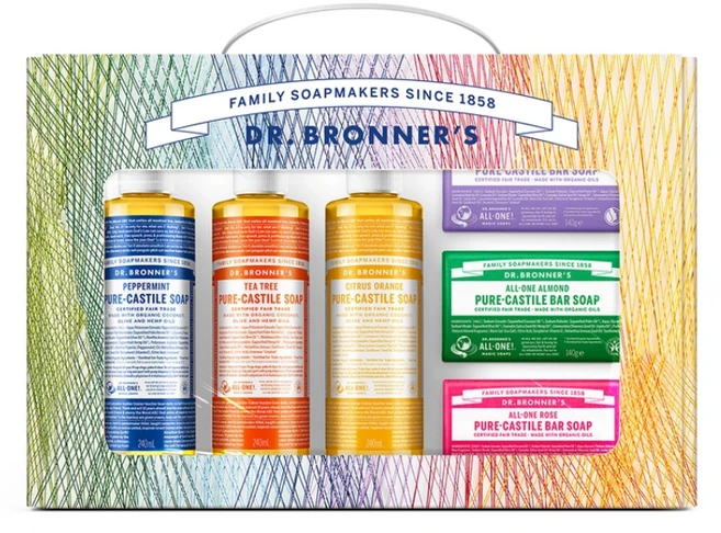 닥터브로너스 퓨어 캐스틸 선물세트(캐스틸솝&바솝), 1개 - 쿠팡