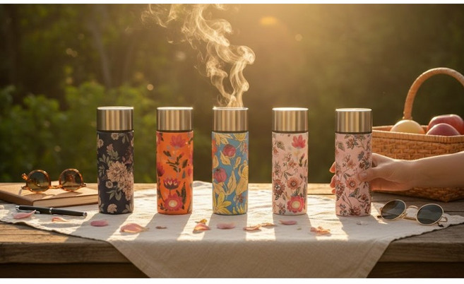 칸토(kanto) 미니 보온병 120ml 플라워 텀블러 보온병 텀블러 보냉병 어린이집 슬림보온병, 1개, 블루