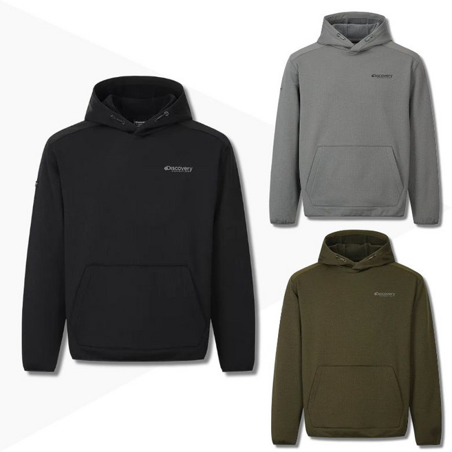 백화점정품 디스커버리 남녀공용 기모 후드 티셔츠 로고 포켓 긴소매 긴팔 데일리 후드티