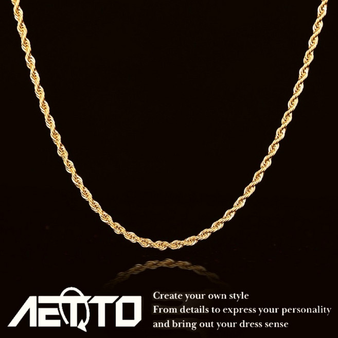 AETTO 金色麻花項鍊 男女適用