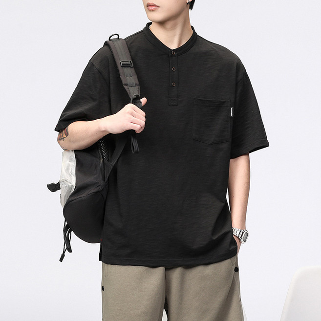 栩泰 短袖亨利領T恤 中國風設計休閒上衣