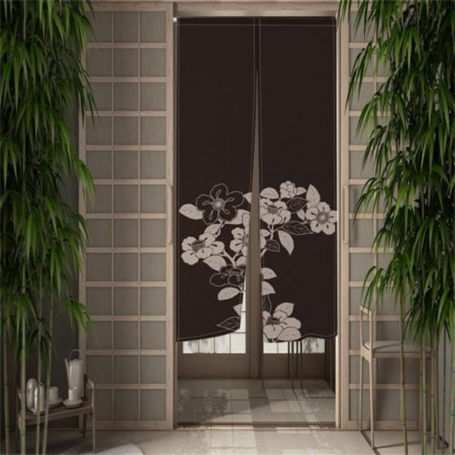 가림막 일식집 주방 블랙 문짝 황금 연꽃 잎 고대 스타일 질감 현대 일본 침실 난방 파티션