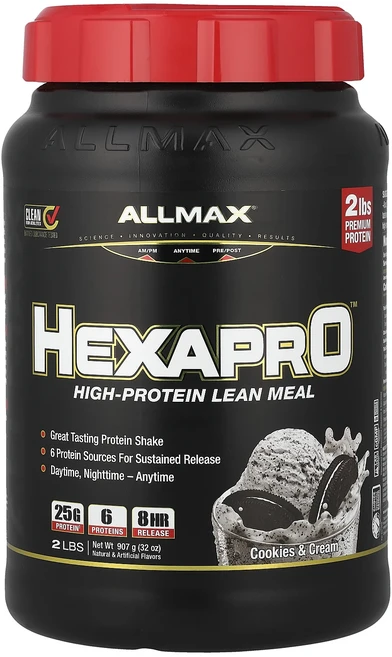 새해 건강을 선물하세요 ALLMAX Hexapro™ 고단백질 린 밀 쿠키 앤 크림 907g(2lbs) 특별관리진행, ALLMAXHexapro고단백질린밀쿠키앤크림907g2l, 1개 - 쿠팡