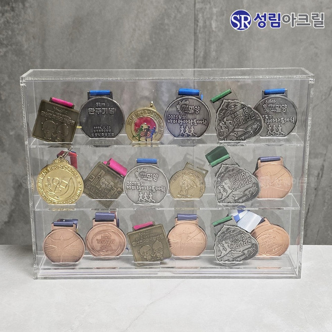성림아크릴 메달 거치대 보관 걸이 디스플레이 진열대, 1세트, 투명