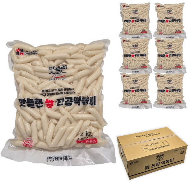 [박스] 맛플랜 비비푸드 쌀 진공 떡볶이 떡 (중) 2kg X 6개