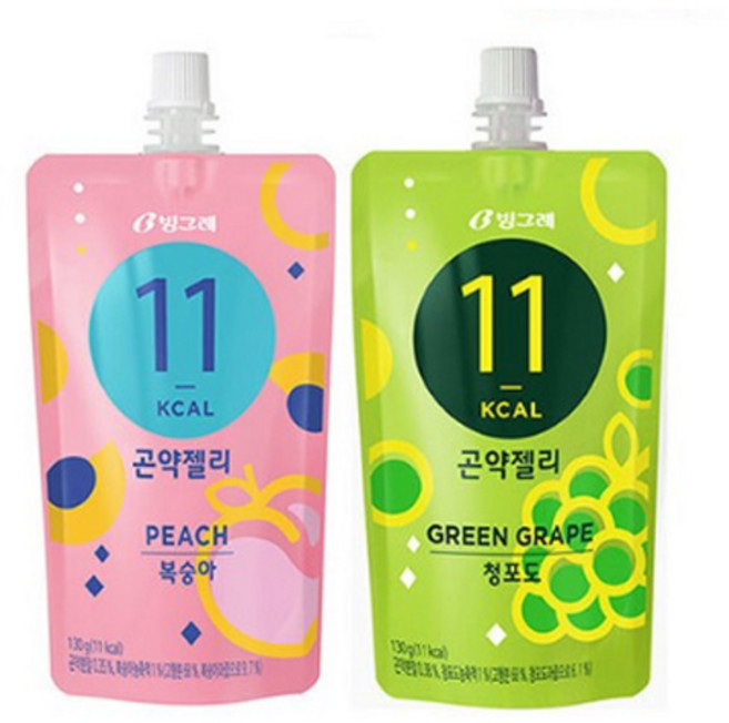 빙그레 곤약젤리 복숭아15개+청포도15개 11칼로리 식사대용 무배, 30개, 130g