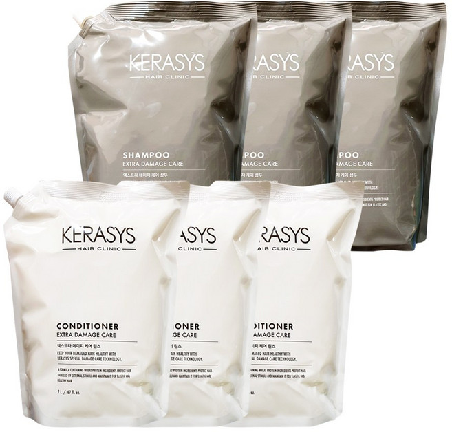 케라시스 엑스트라 데미지케어 리필형 대용량 샴푸+린스 2000ml (6개입), 1개