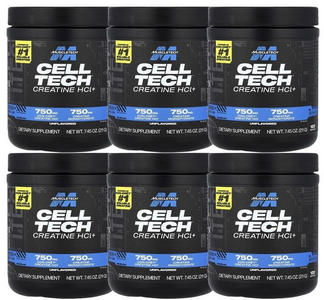 머슬테크 셀 테크 크리액터 크레아틴 HCl + 프리-어시드 크레아틴 무맛 211g, 6개