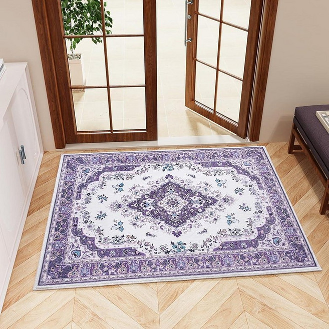 HOMORE Vintage Runner Rug-2x4 Hallway Rug for Entryway Non Slip Washable Bedroom Faux Wool Low Pil