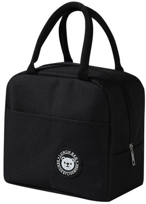 올댓마켓 도시락가방 보온보냉 학생 런치백, 블랙, 1개
