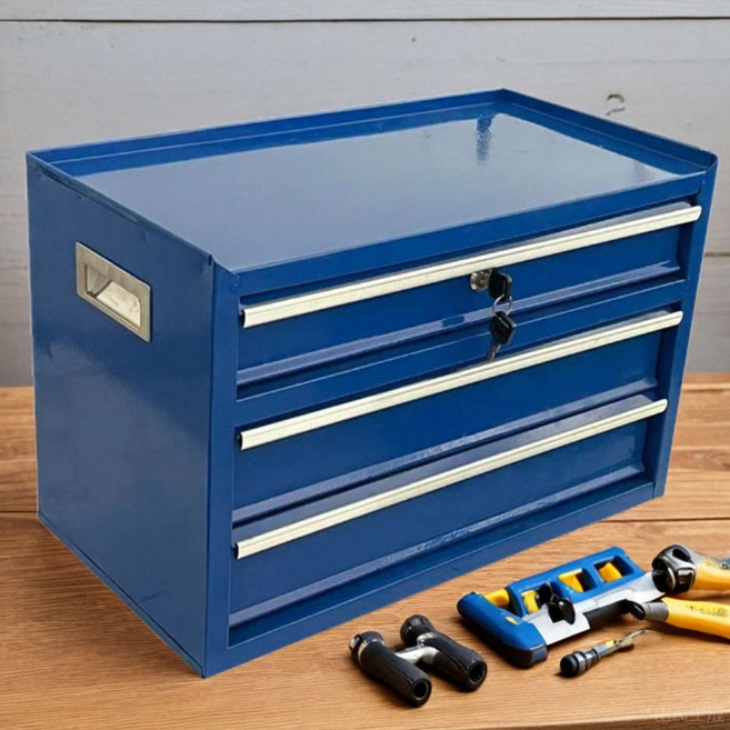 철제 공구함 데스크 탁상용 두꺼운 서류함 공구통 사무실, B. 빨간색