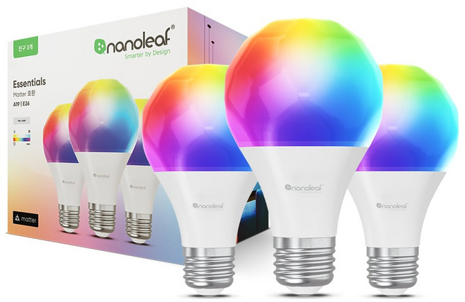 나노리프 에센셜 매터 스레드 벌브 멀티 컬러 전구 스마트조명 E26 3팩, 기타색, 3개