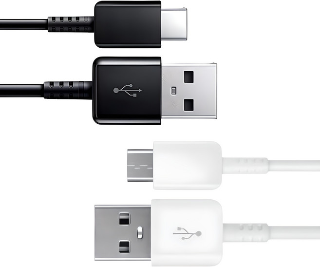 삼성전용 [1+1] USB C타입 고속 충전 케이블 데이터 전송 갤럭시 스마트폰 탭 노트북 호환, 2개, 블랙+화이트, 2m