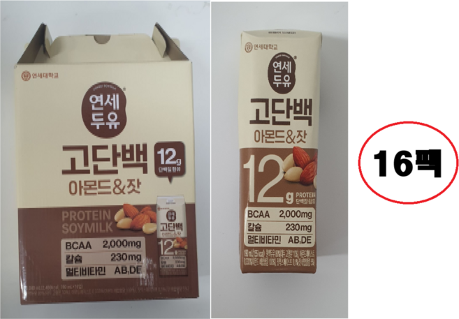 연세두유 고단백 아몬드 & 잣, 190ml, 16개