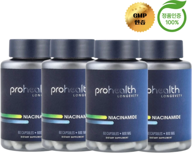 2+2 프로헬스 롱제비티 나이아신아마이드 600mg 캡슐 60정, 알약/캡슐, 4개 - 쿠팡