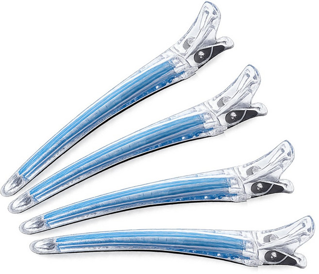 더빗다 전문가용 옵틱컬 헤어클립, 4개, 투명+블루