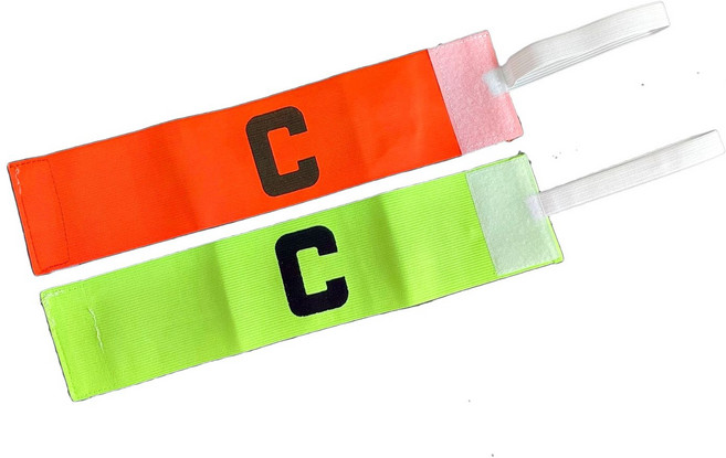 주장 찍찍이 완장 형광+오렌지 2세트 암밴드 주장띠 2중고정 홈팀 어웨어팀 축구경기 풋살 육상 나일론완장