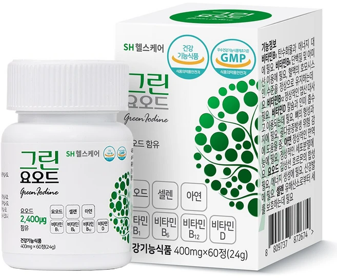 그린요오드 갑상선 셀렌 아연 비타민4종 피로 면역 온가족 영양제 [원산지:국산(경기도 화성시)], 60정, 2개 - 쿠팡
