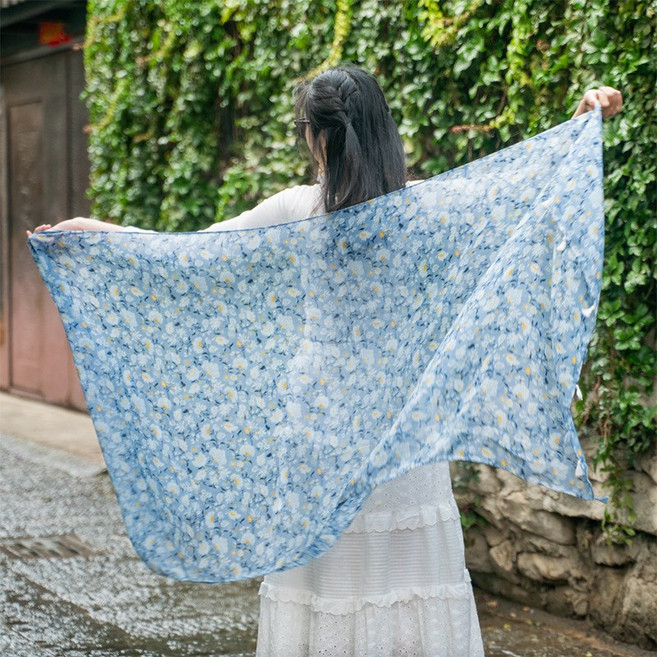 이누아 숄 보헤미안 에스닉 스카프 패션 블루 프린트 수술 머플러