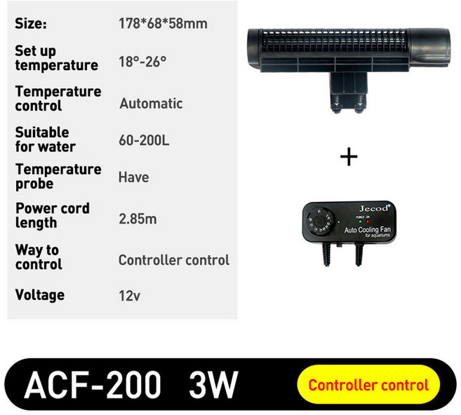 시리즈 음소거 4W 3W 쿨러 수족관 12V ACF Jebao Jecod 선풍기 온도 자동 냉각 해양 액세서리 조절, 1개