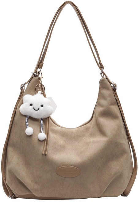 XFD 여성용 구름 키링 스웨이드 백팩 숄더백