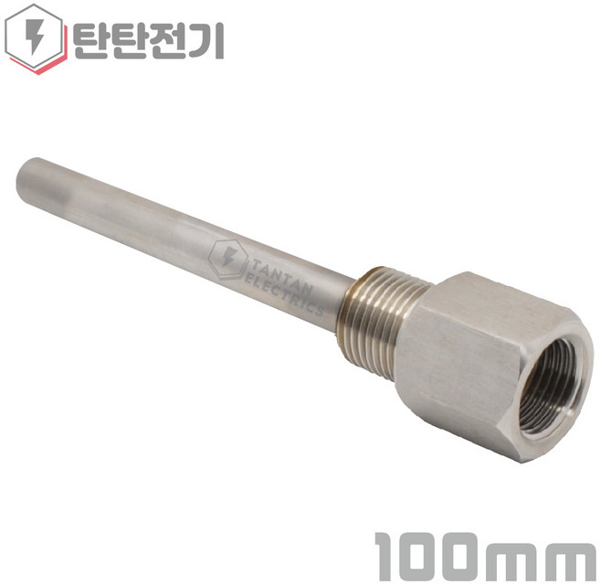 100mm 나사산 1/2PT 온도 센서 웰 보호관 SUS-304 스테인레스 스틸 이중 금속 썸머 Probe Thermowell, 1개
