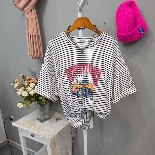 카운터 단가라 라운드 박스 반팔티