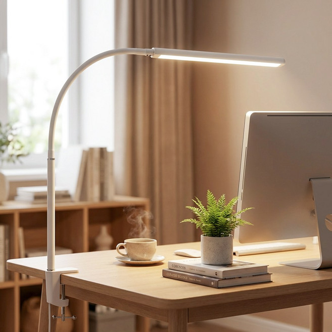Airwit 클램프 데스크 조명 LED 스탠드 밝기조절 색온조절 모니터 책상 조명, 화이트