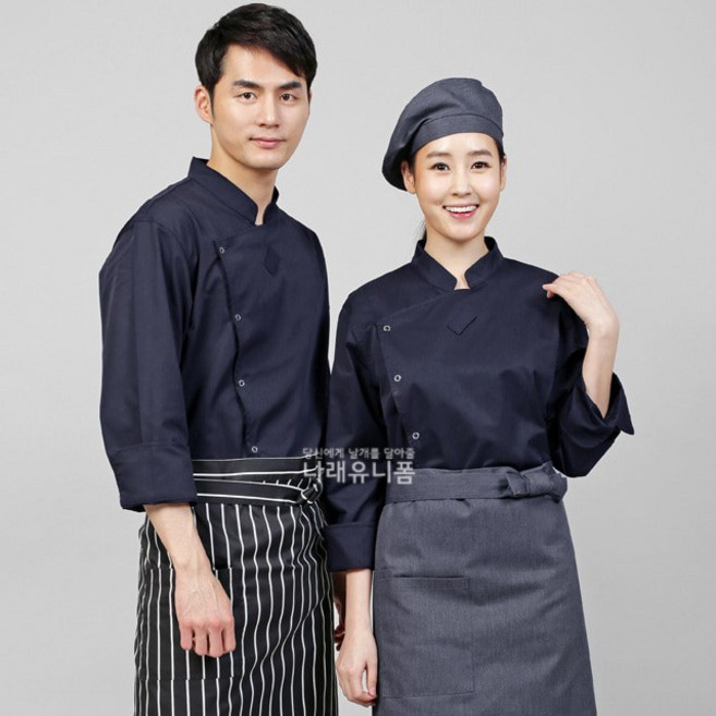 인폼 곤색스냅 등판메쉬 칠부조리복 / 쉐프복 한식 조리사복 식당 주방 유니폼