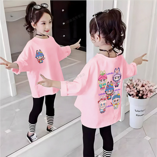 언니아라 주니어 캐주얼 면 라운드넥 여아 데일리 라부캐릭터 긴팔 티셔츠 llz052