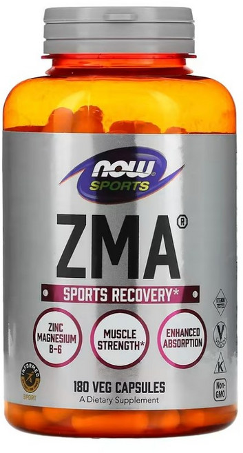 NOW Foods Sports ZMA 1PACKAGE 운동 후 회복 베지 캡슐, 180정, 1개
