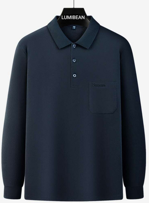 루미빈 남성 봄가을 면 데일리 긴팔 카라 티셔츠